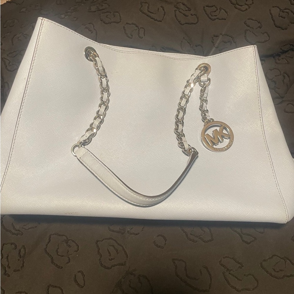 Michael Kors Cream Shoulder Bag with Gold and Silver Accents